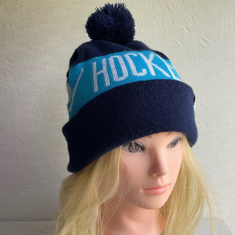 Arborist Adult Unisex Navy Blue Knit Pom Pom Acrylic Hockey Night Winter…
